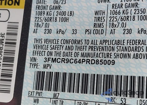 2023 Ford Bronco Sport Outer Banks z USA, uszkodzony, nr VIN 3FMCR9C64PRD85009